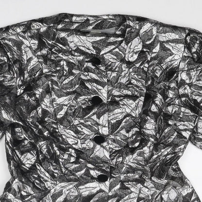 Principles Womens Silver Geometric Jacket Size 12 Button