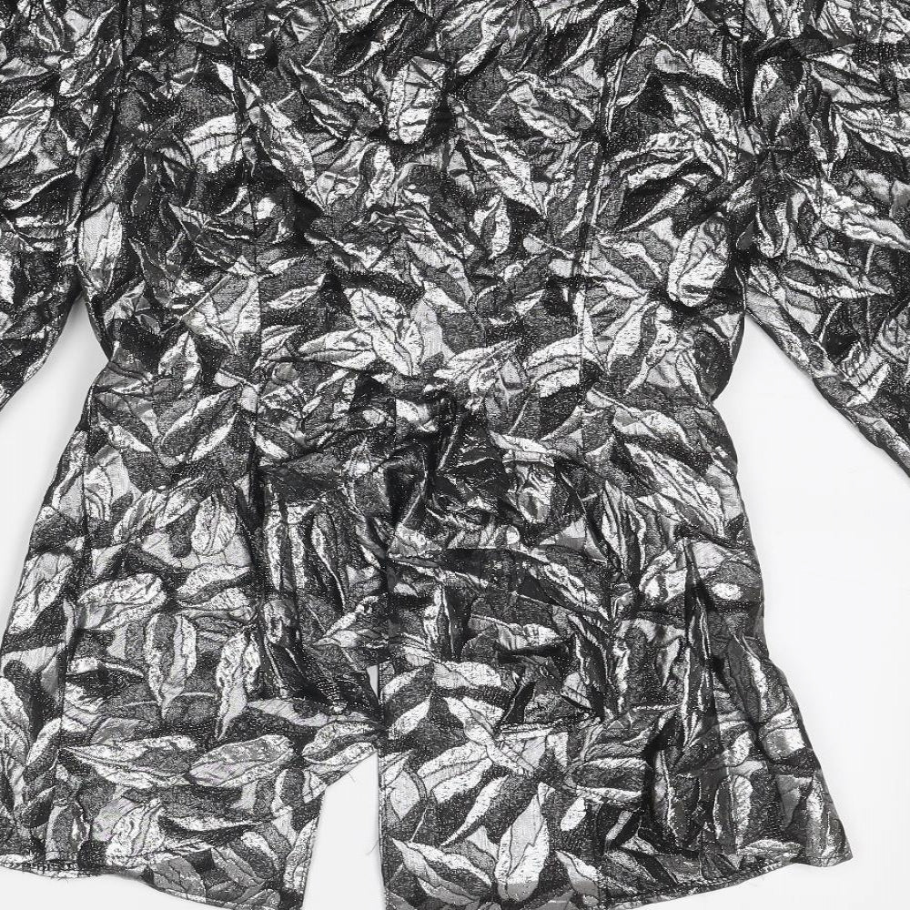 Principles Womens Silver Geometric Jacket Size 12 Button