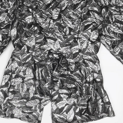 Principles Womens Silver Geometric Jacket Size 12 Button