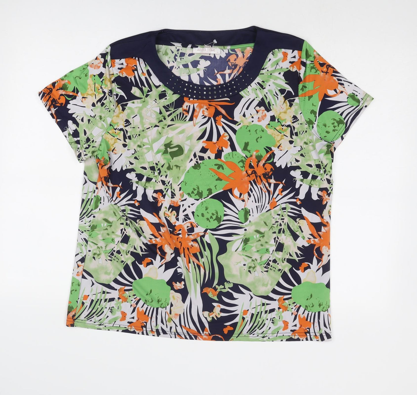 Womens UK Size XL Anna Rose Multicoloured Basic T-Shirt
