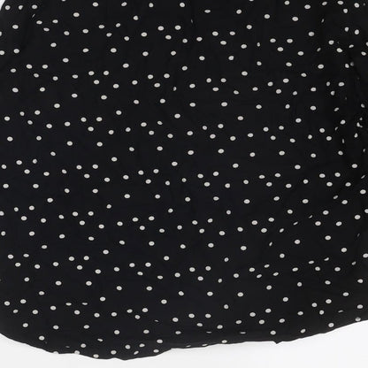 Monki Womens Black Polka Dot Viscose Basic Button-Up Size S Collared