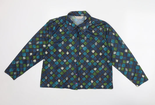 Womens UK Size 18 Bonmarché Blue Basic Button-Up
