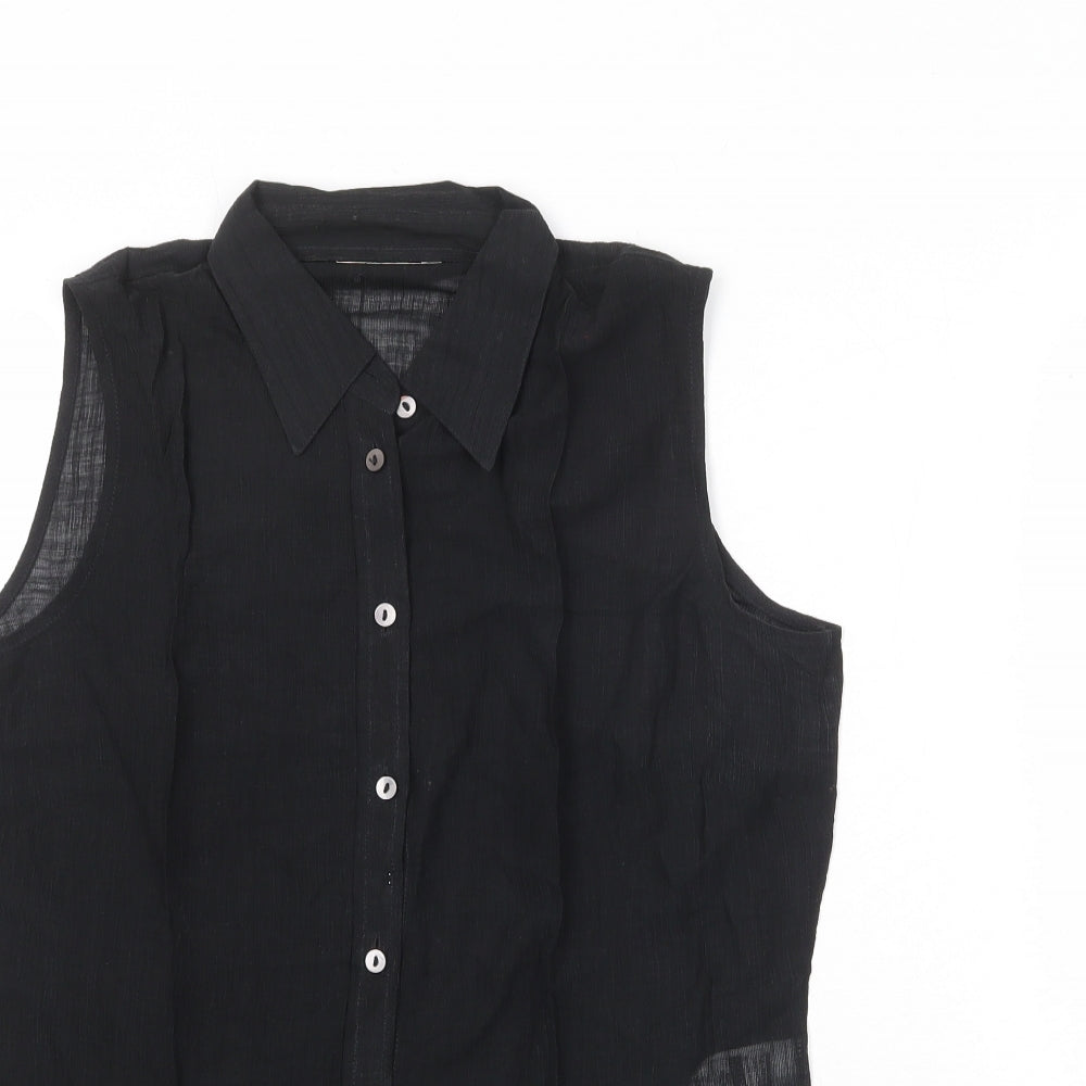 Womens UK Size 12 St Michael Black Basic Button-Up