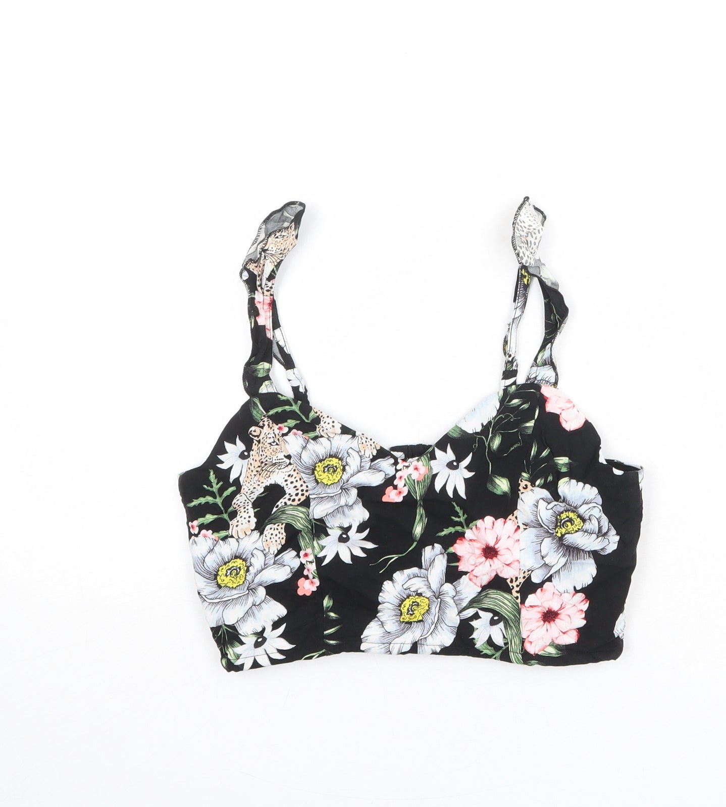 Womens UK Size S H&M Black Cropped Tank