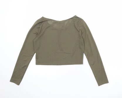 Womens UK Size M Divided by H&M Green Cropped T-Shirt
