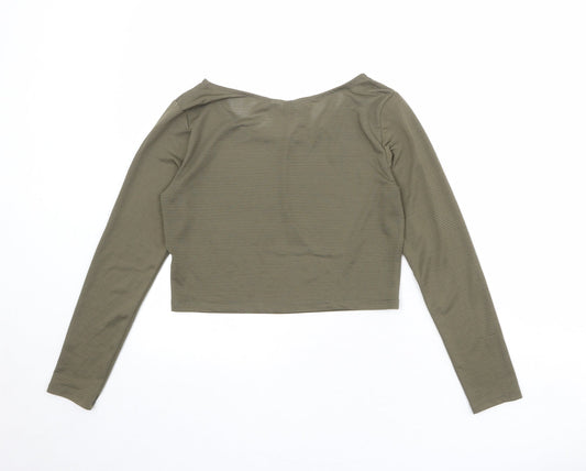Womens UK Size M Divided by H&M Green Cropped T-Shirt