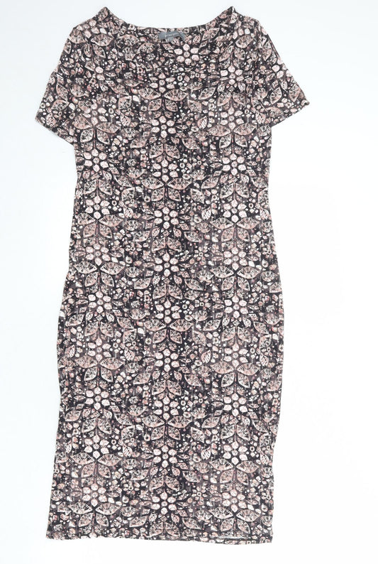 Principles Womens Multicoloured Geometric Viscose T-Shirt Dress Size 10 Boat Neck Pullover