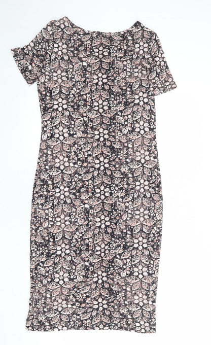Principles Womens Multicoloured Geometric Viscose T-Shirt Dress Size 10 Boat Neck Pullover