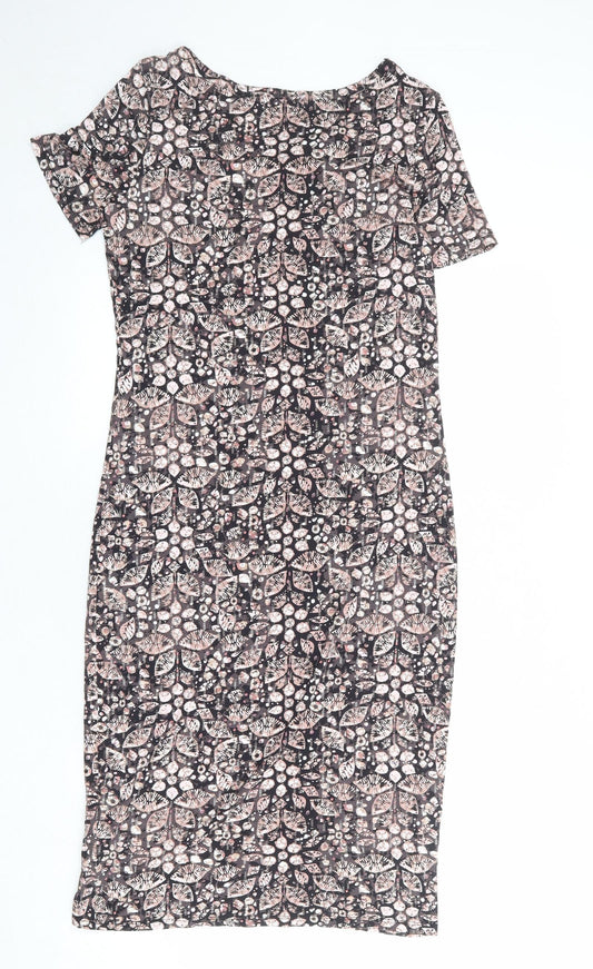 Principles Womens Multicoloured Geometric Viscose T-Shirt Dress Size 10 Boat Neck Pullover