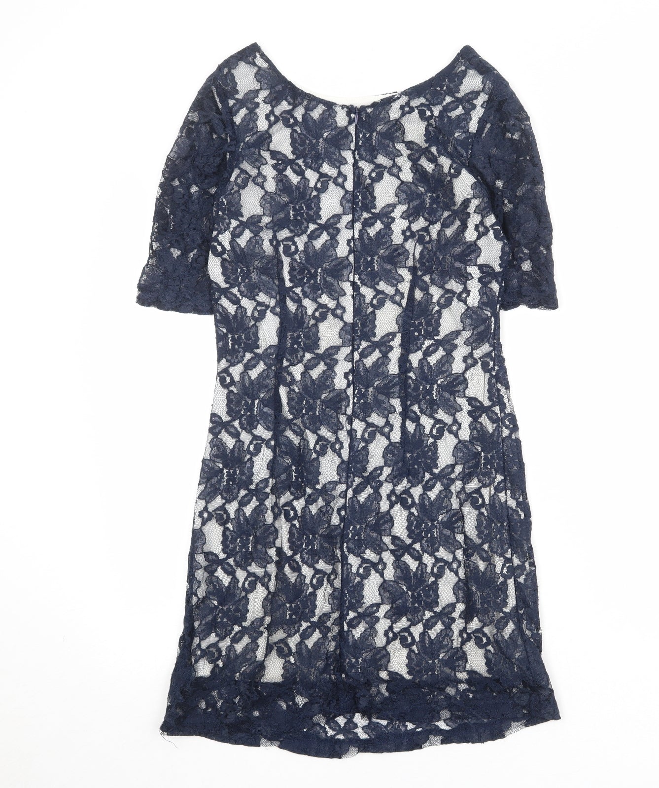 Affair Womens Blue Polyamide A-Line Size 12 Boat Neck Zip