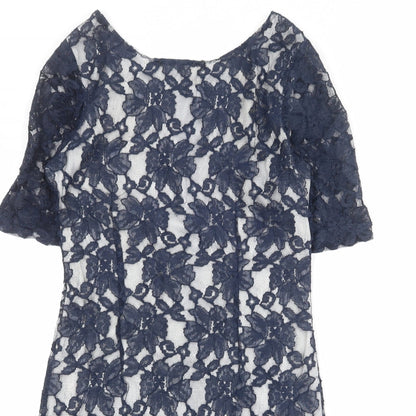 Affair Womens Blue Polyamide A-Line Size 12 Boat Neck Zip