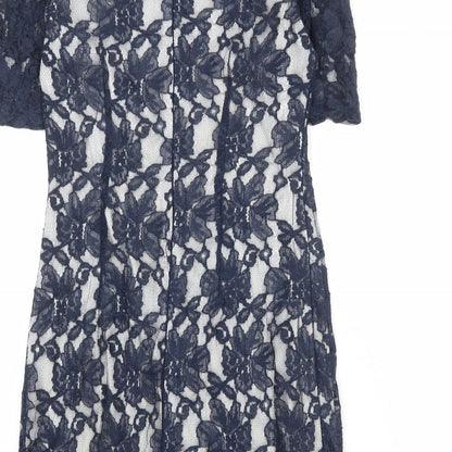Affair Womens Blue Polyamide A-Line Size 12 Boat Neck Zip
