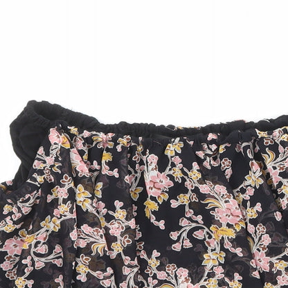 Topshop Womens Multicoloured Floral Polyester Cropped Blouse Size 10 Off the Shoulder