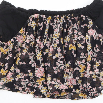 Topshop Womens Multicoloured Floral Polyester Cropped Blouse Size 10 Off the Shoulder