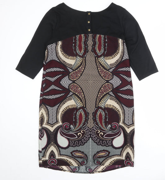 Per Una Womens Multicoloured Geometric Polyester A-Line Size 14 Round Neck Pullover