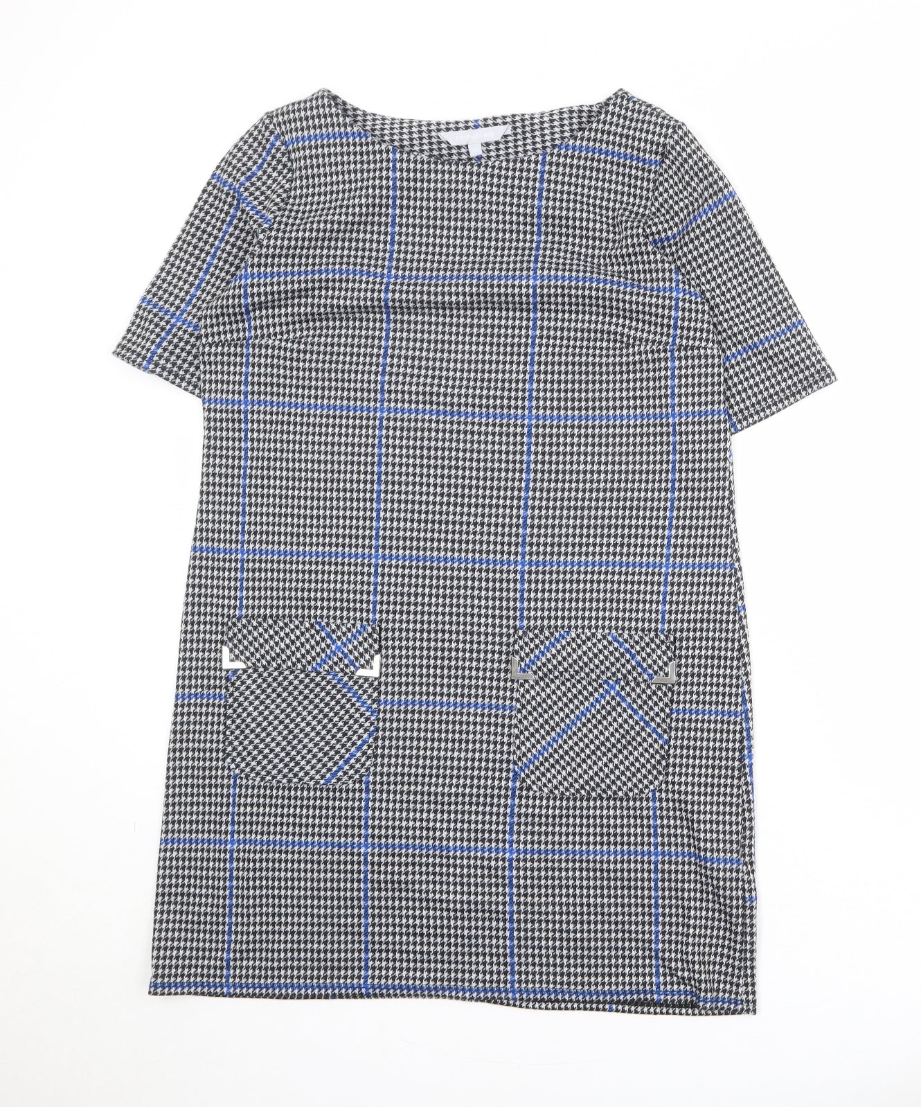 Red Herring Womens Grey Geometric Polyester A-Line Size 14 Round Neck Pullover