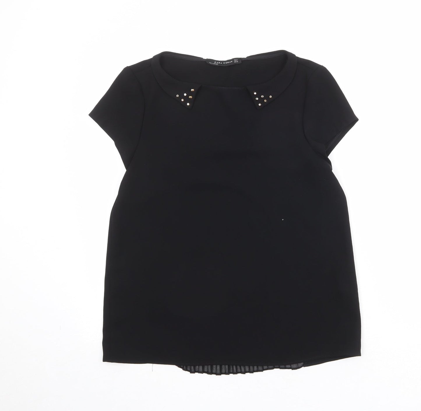 Womens UK Size M Zara Black Basic T-Shirt