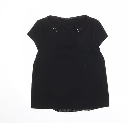 Womens UK Size M Zara Black Basic T-Shirt