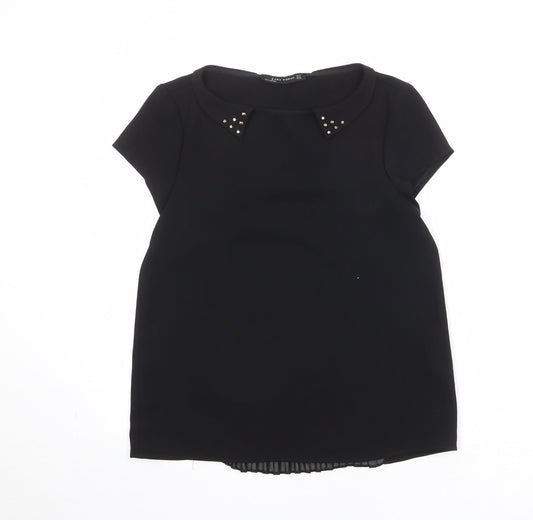 Womens UK Size M Zara Black Basic T-Shirt