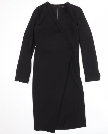 NEXT Womens Black Polyester Shift Size 6 V-Neck Zip