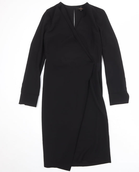 NEXT Womens Black Polyester Shift Size 6 V-Neck Zip