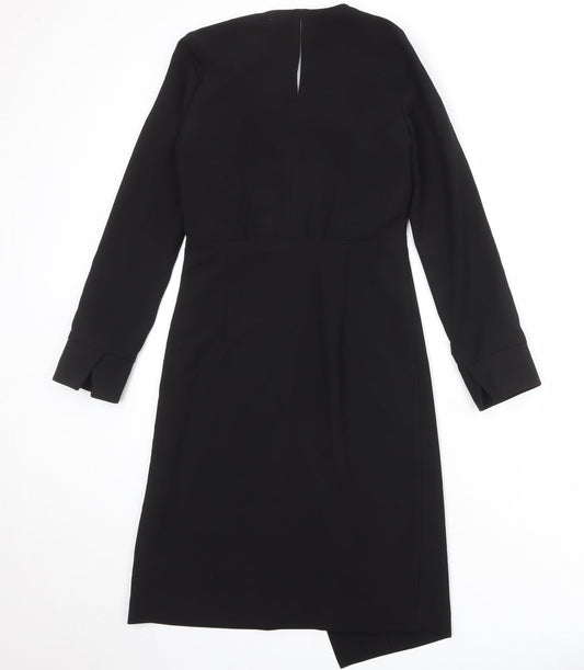 NEXT Womens Black Polyester Shift Size 6 V-Neck Zip