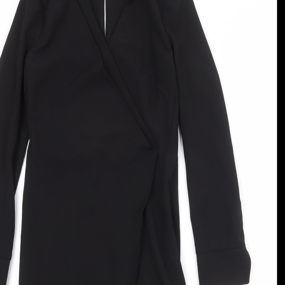 NEXT Womens Black Polyester Shift Size 6 V-Neck Zip