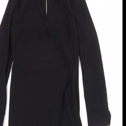 NEXT Womens Black Polyester Shift Size 6 V-Neck Zip