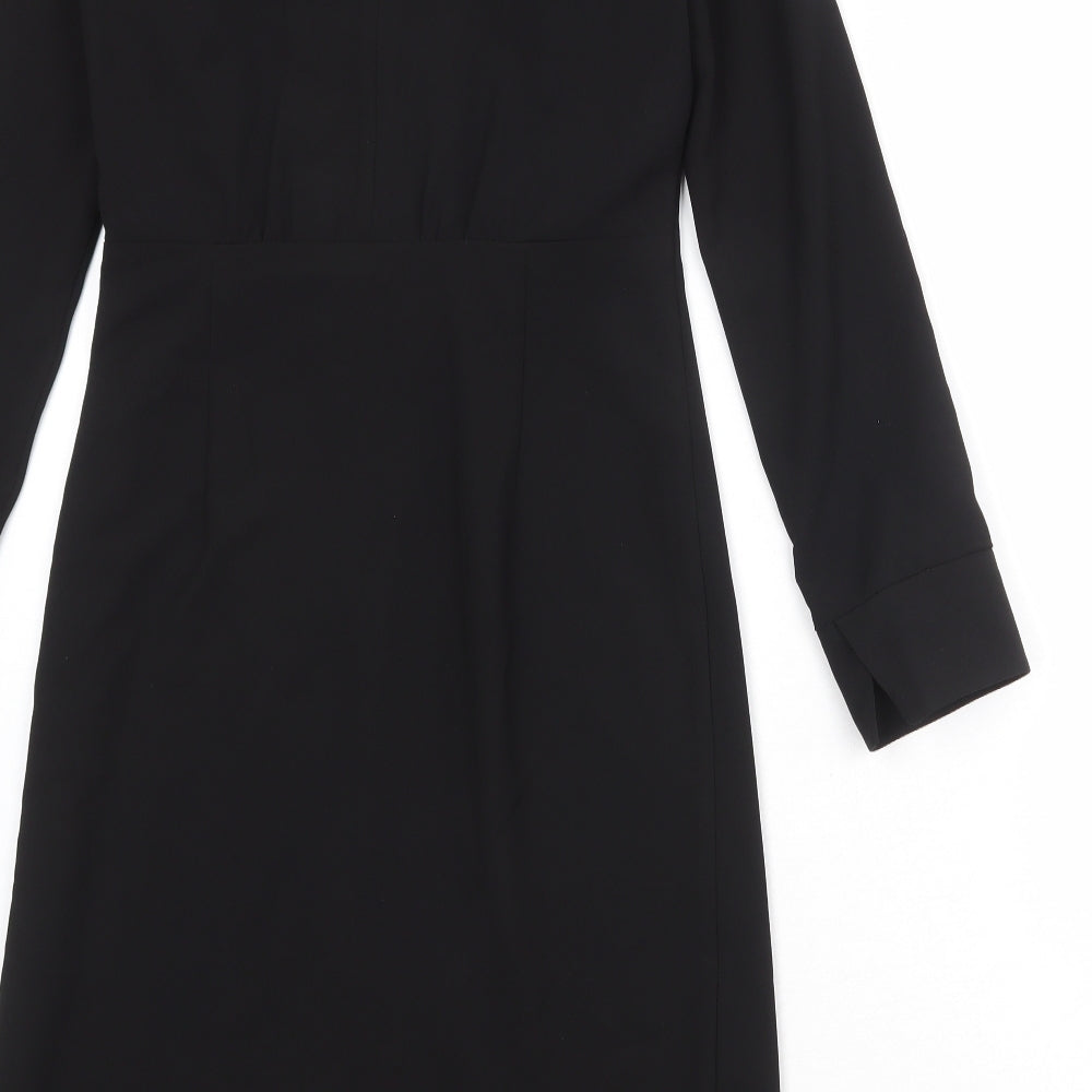 NEXT Womens Black Polyester Shift Size 6 V-Neck Zip