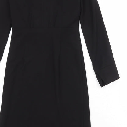 NEXT Womens Black Polyester Shift Size 6 V-Neck Zip