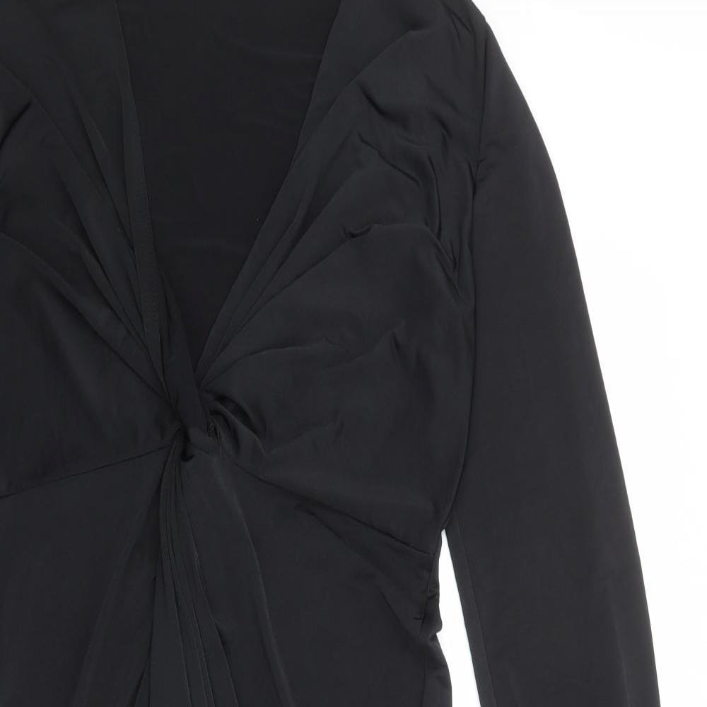 Boohoo Womens Black Polyester Shift Size 6 V-Neck Pullover