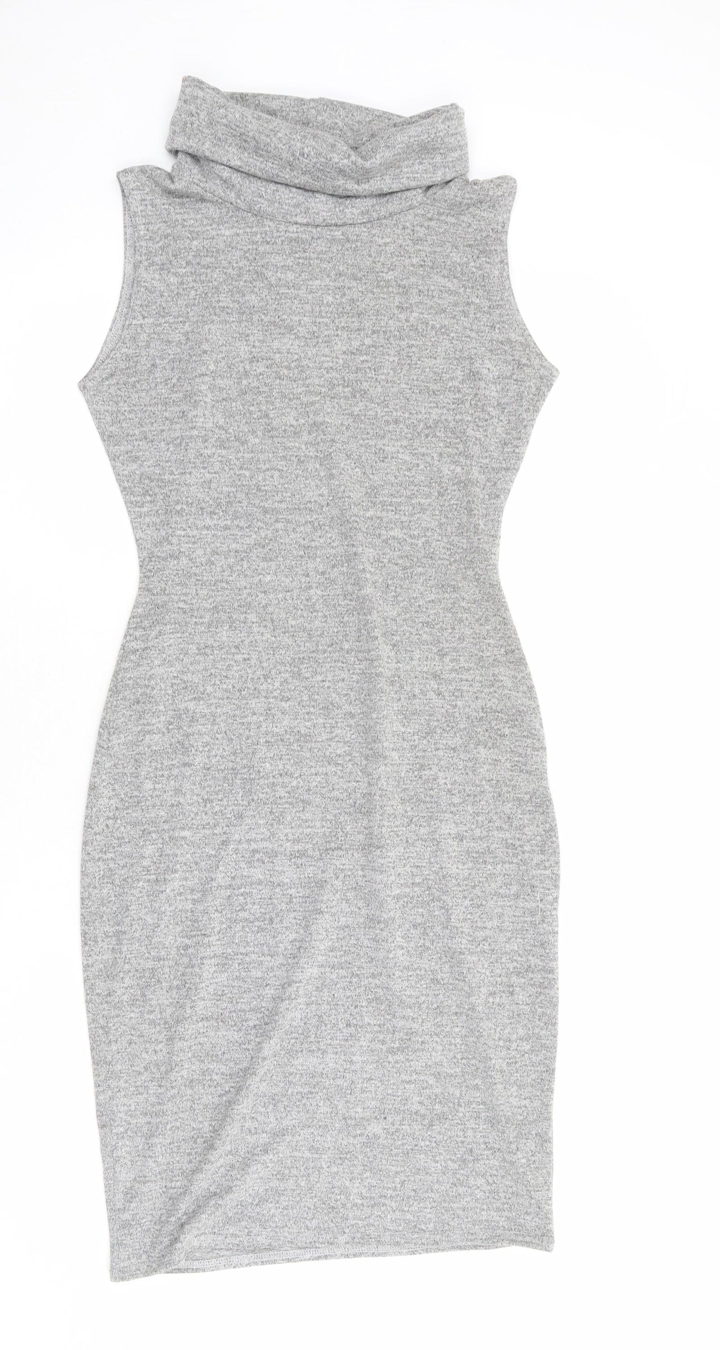 Miss Glitz Womens Grey Polyester Shift Size S Roll Neck Pullover - Size S-M