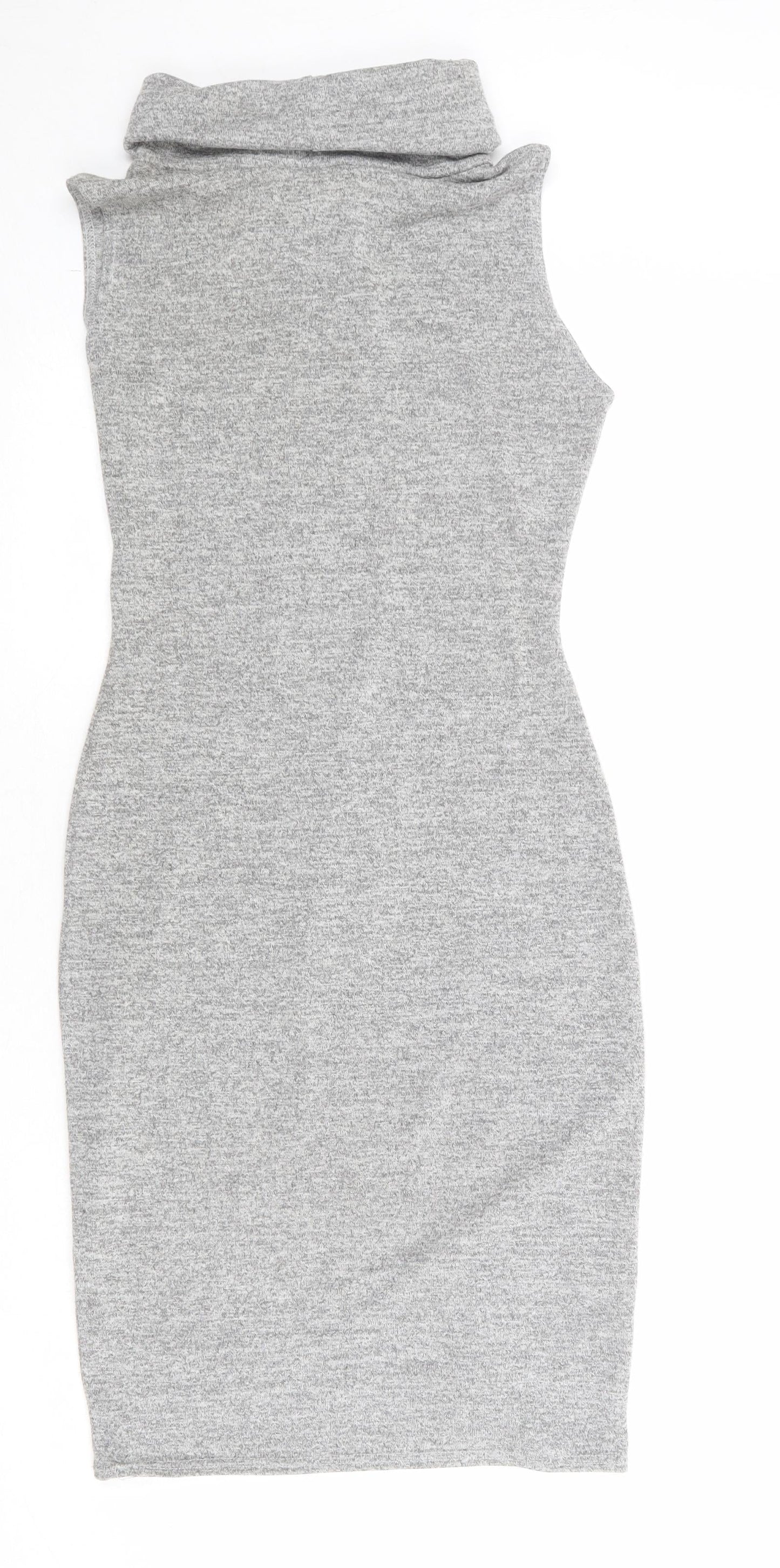 Miss Glitz Womens Grey Polyester Shift Size S Roll Neck Pullover - Size S-M
