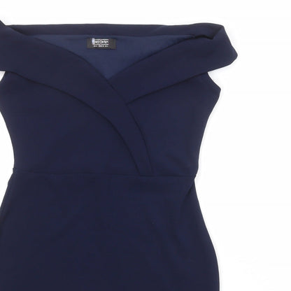 Girls On Film Womens Blue Polyester Shift Size 10 Off the Shoulder Pullover