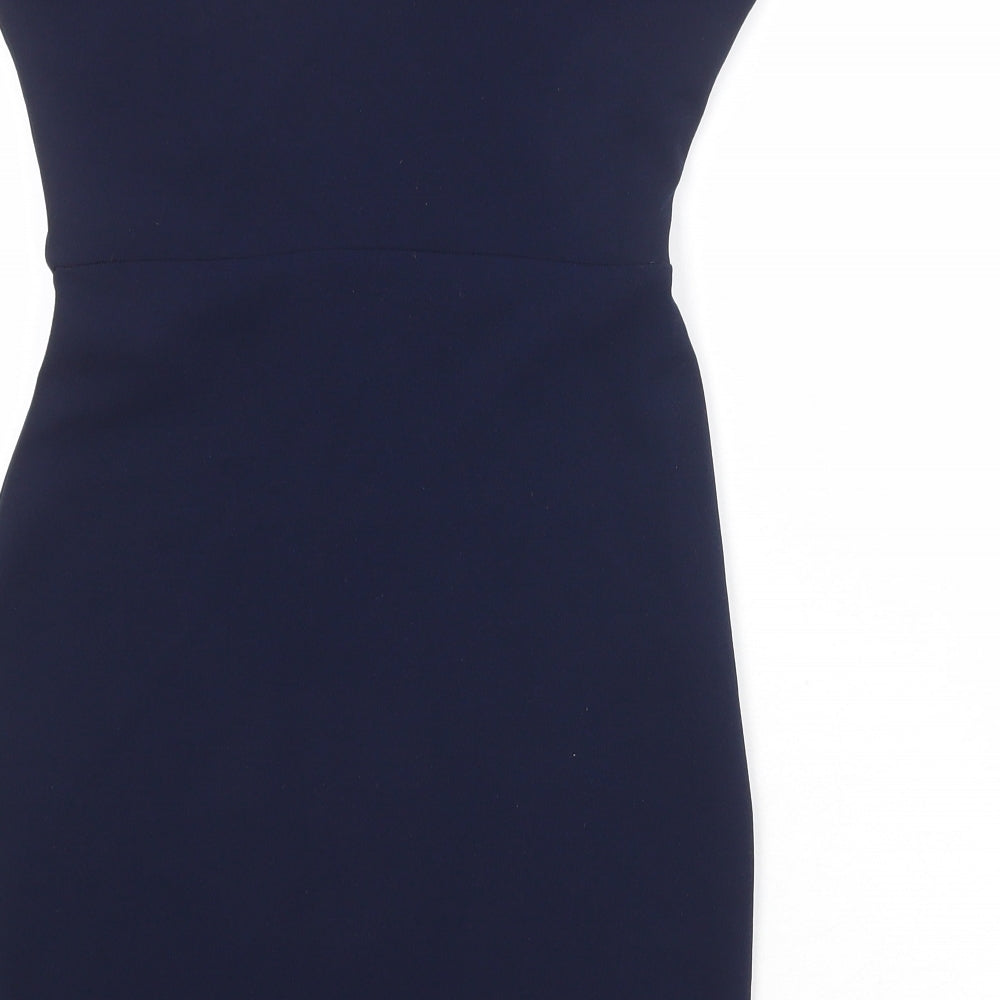 Girls On Film Womens Blue Polyester Shift Size 10 Off the Shoulder Pullover