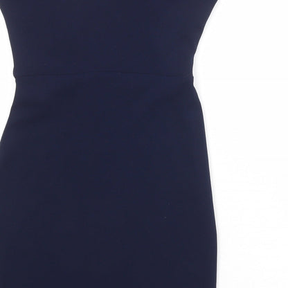 Girls On Film Womens Blue Polyester Shift Size 10 Off the Shoulder Pullover