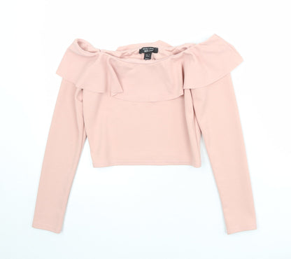 Womens UK Size 12 New Look Pink Cropped Blouse