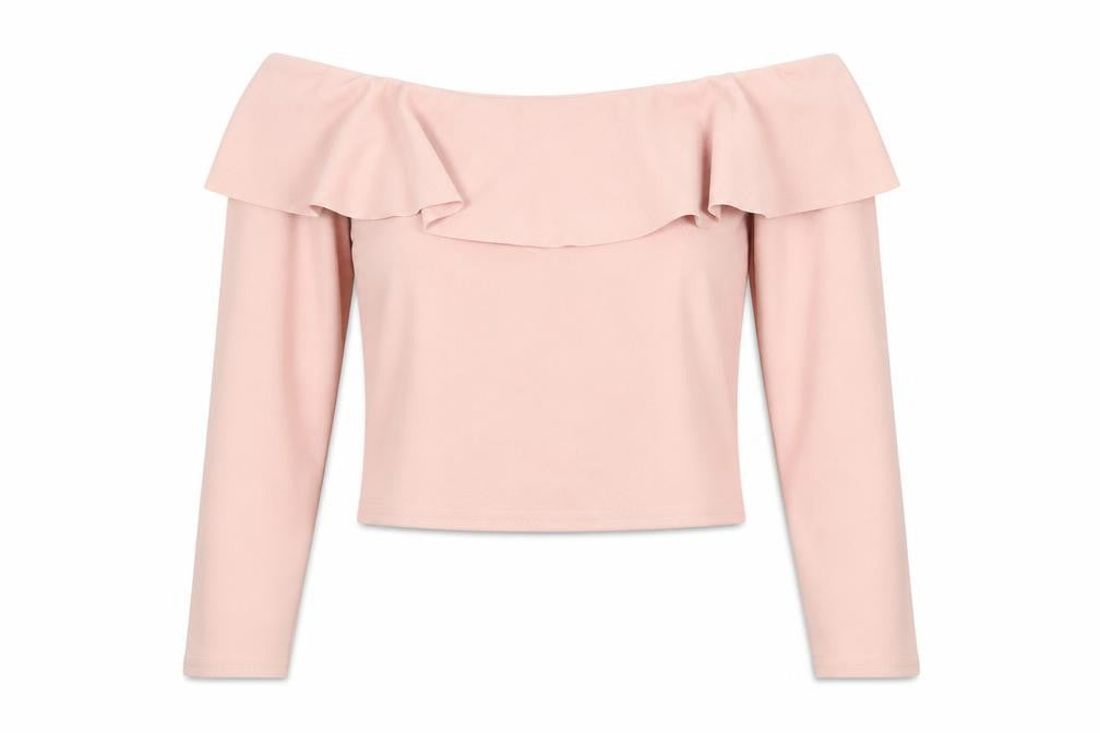 Womens UK Size 12 New Look Pink Cropped Blouse