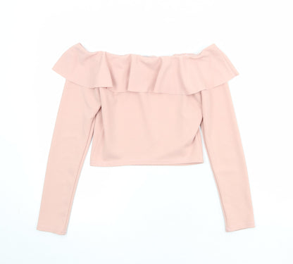 Womens UK Size 12 New Look Pink Cropped Blouse