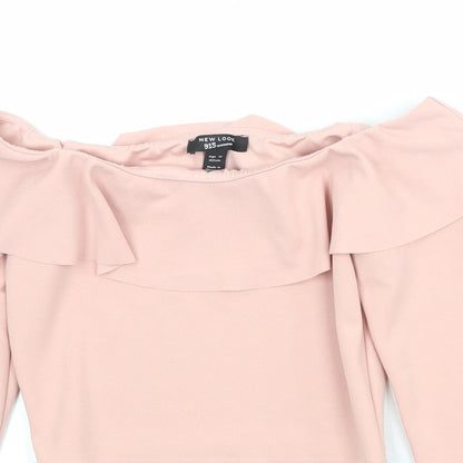 Womens UK Size 12 New Look Pink Cropped Blouse