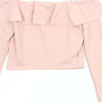 Womens UK Size 12 New Look Pink Cropped Blouse