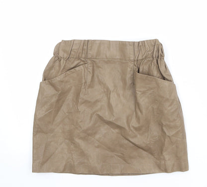 Zara Womens Brown Polyester A-Line Skirt Size XS