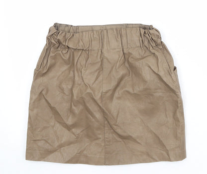 Zara Womens Brown Polyester A-Line Skirt Size XS