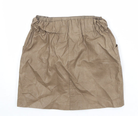 Zara Womens Brown Polyester A-Line Skirt Size XS