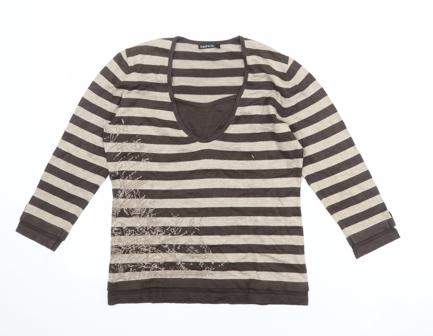 Womens UK Size 10 Bianca Brown Basic T-Shirt