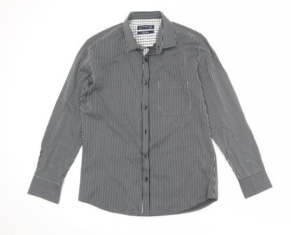 Mens UK Size 15 John Miller Black  Button-Up Long Sleeve Casual Shirt