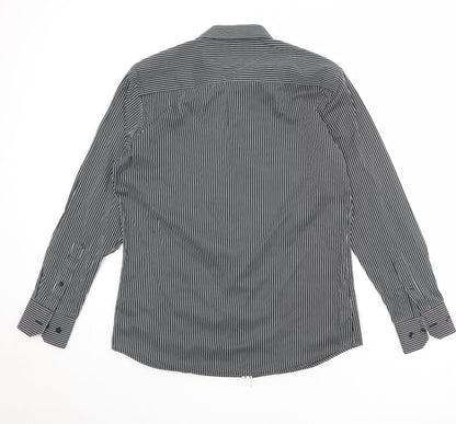 Mens UK Size 15 John Miller Black  Button-Up Long Sleeve Casual Shirt