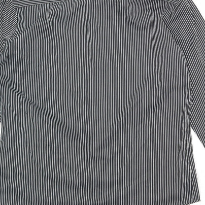 Mens UK Size 15 John Miller Black  Button-Up Long Sleeve Casual Shirt