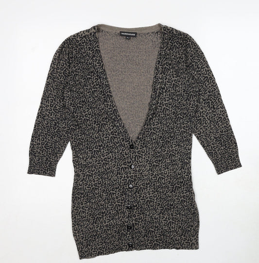 Womens UK Size 6 Warehouse Black Cardigan Jumper