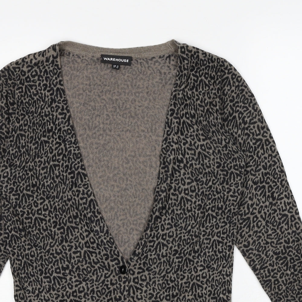 Womens UK Size 6 Warehouse Black Cardigan Jumper